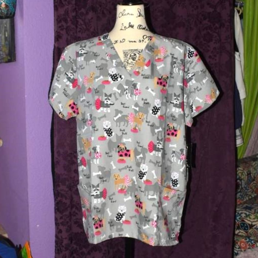 Dressed Dogs Vet Medical Animal Vet Scrub Top Pug SchnauzerJack M XL 2X Uniform